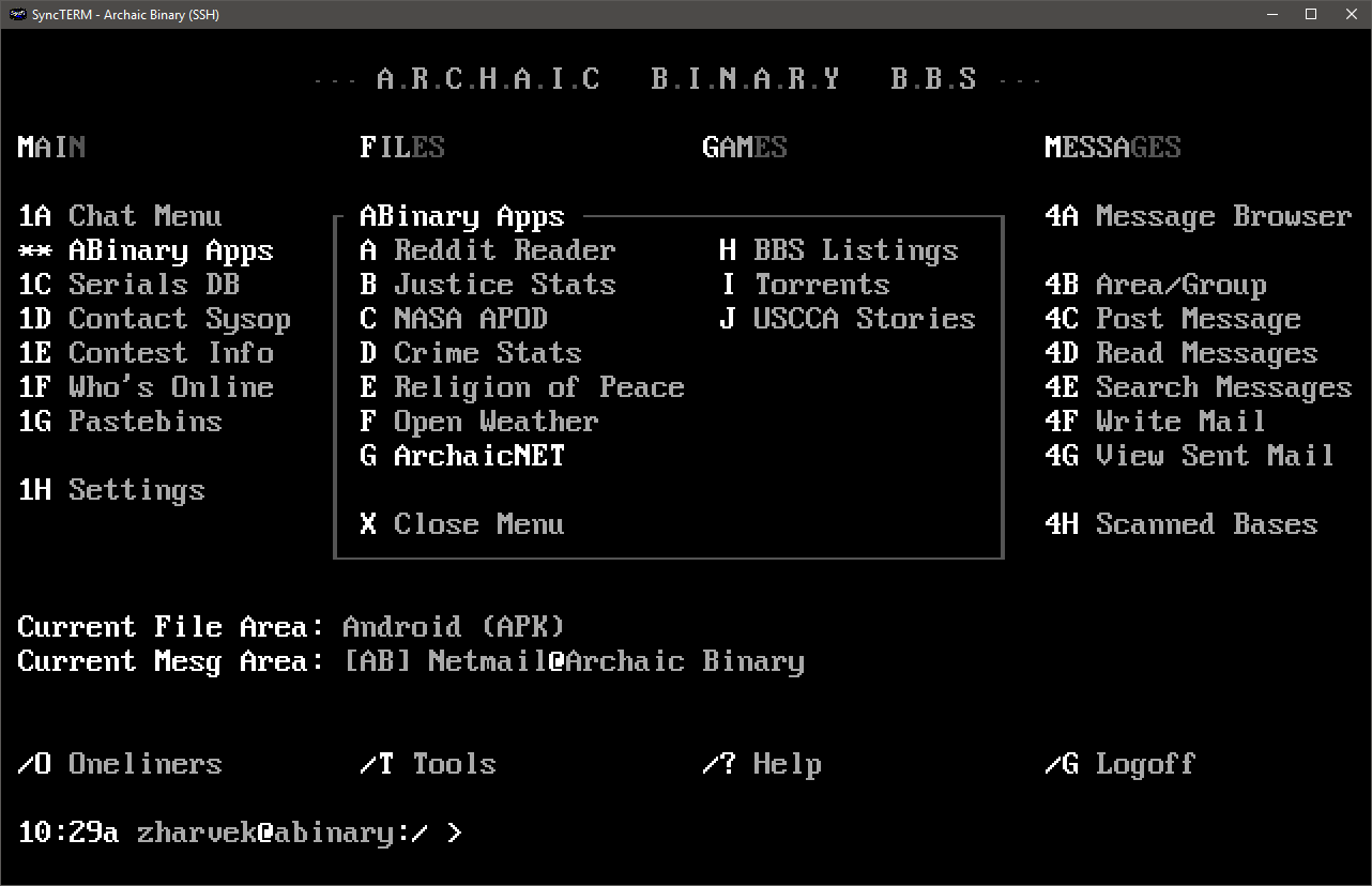 Archaic Binary – Telnet BBS Guide