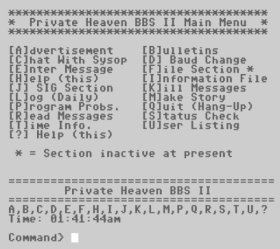 Private Heaven II Main Menu